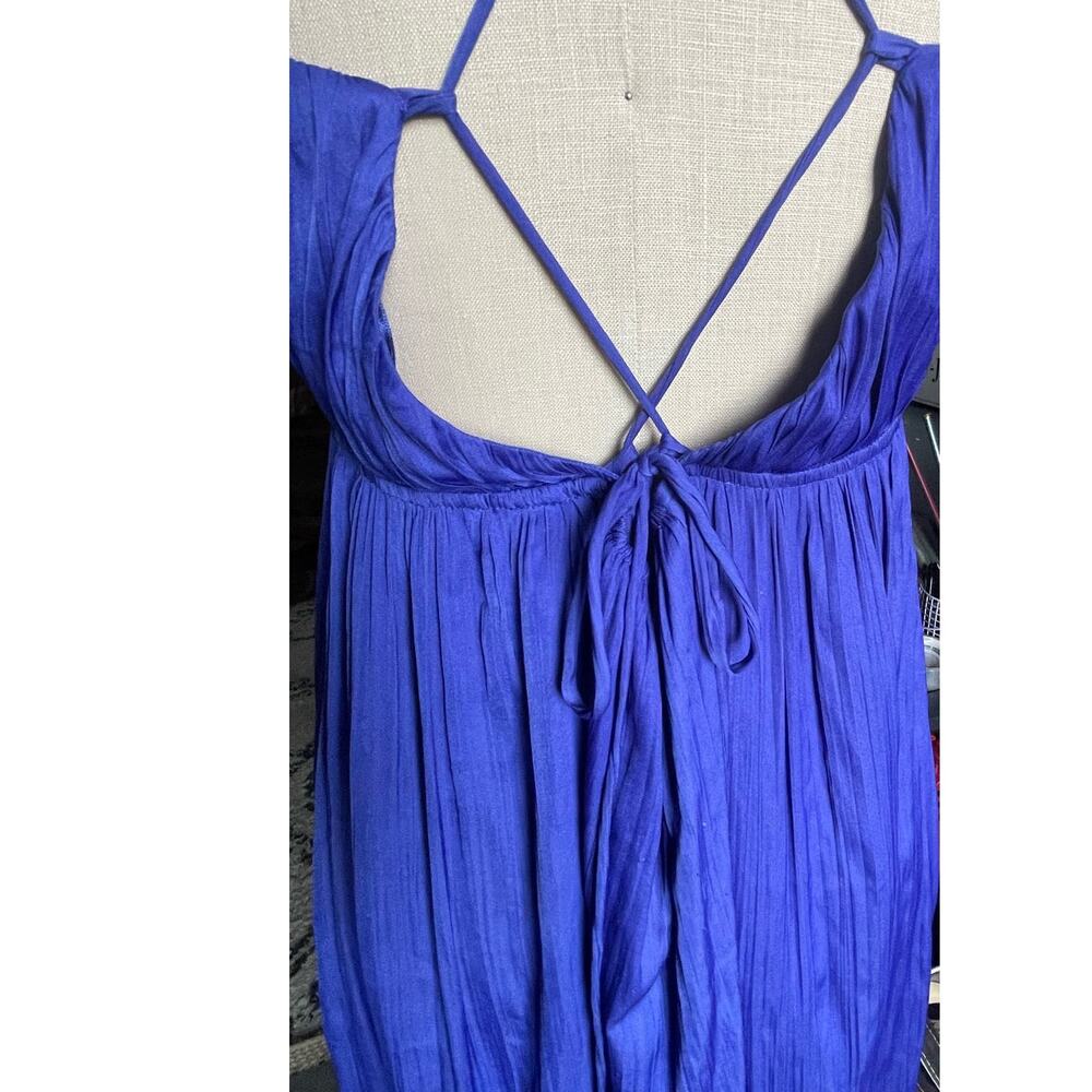 Anthropologie Strappy Halter Side-Slit Maxi Dress in Royal Blue Size Large - Picture 8 of 10